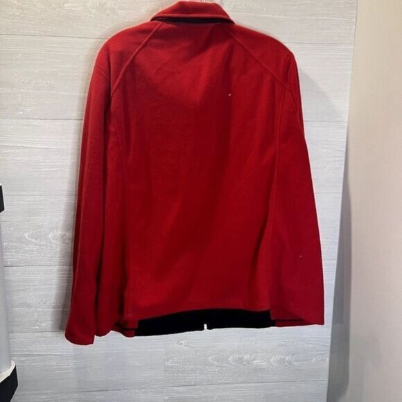 Susan Graver Weekend Red Polar Fleece Quilted Nylon Zip-Front‎ Collared Jacket - Picture 4 of 6